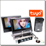 Комплект: беспроводной домофон TUYA/WiFi с 2 мониторами и электромагнитным замком KiVOS-7 (1+2+400G)