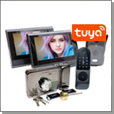 Комплект: беспроводной домофон TUYA/WiFi с 2 мониторами и биометрическим замком KiVOS-7 (1+2+SL-812)